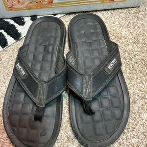 Kenneth Cole Black Quilted Flip-Flops